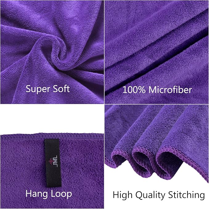 JML Microfiber Bath Towels, 2 Pack, 30" x 60", Large Microfiber Towel for Body, Oversized, Ultra Soft, Super Absorbent, Fast Drying, Perfect for Bathroom, Shower, Sauna, Yoga, Gym, Violet - Image 5