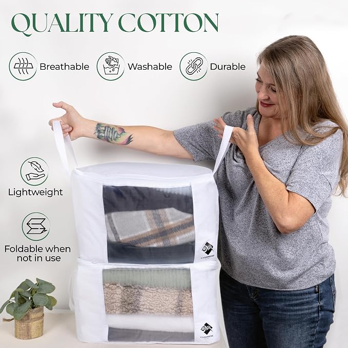 Cashmere Sweater Storage Bags | with Moth Protection Cedar | Breathable & Washable Cotton Bag | Suitable For Sweaters, Merino Wool, Scarves and more - Image 5