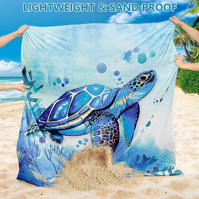 HIHOHO Beach Blanket Waterproof Sandproof Beach Mat for 1-8 Adults Quick Drying Durable Outdoor Picnic Mat for Beach Festival Travel Camping Hiking (BL-Seaturtle, 120"×108"(8 Person)) - Image 6