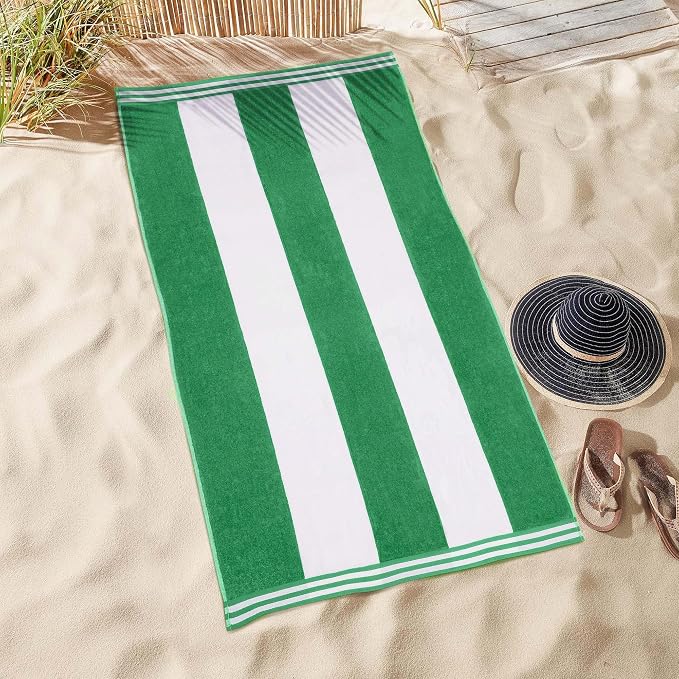 Superior Cotton Nautical Stripe Beach Towels, Colorful Towels for Adult, Kid, Pool, Swimming, Sand, Travel, Large Oversized, Absorbent, Fast Drying, Bath Basics, Cabana Collection, 1 Piece, Dark Green - Image 5