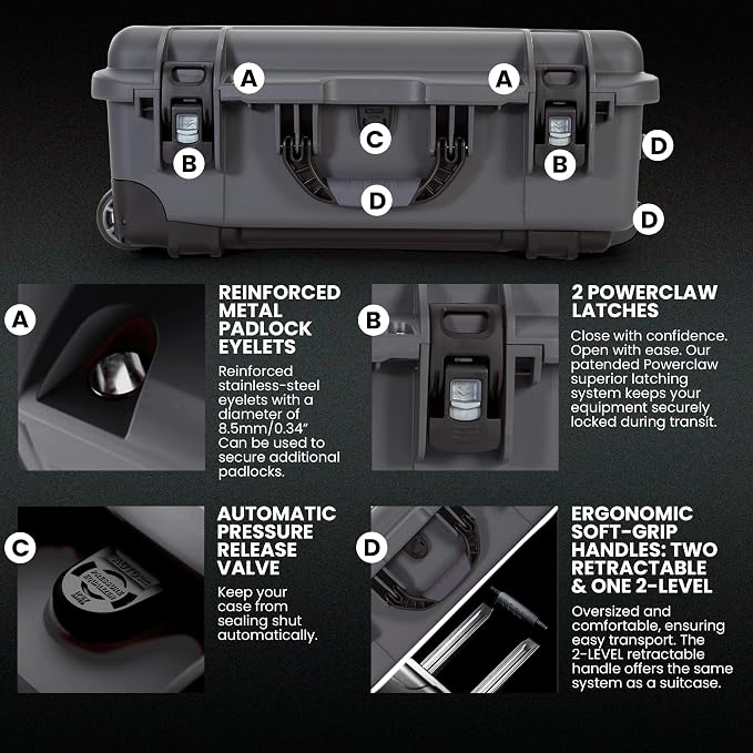 NANUK 935 Pro Photo Kit – Waterproof Travel Camera Hard Case with Padded Dividers and Wheels, 22” x 14” x 9” - Dustproof and Impact Resistant, Airline Carry-On Approved – Graphite | IP67 Waterproof, Padded Dividers and Lid Organizer, Heavy-Duty Wheels ... - Image 5