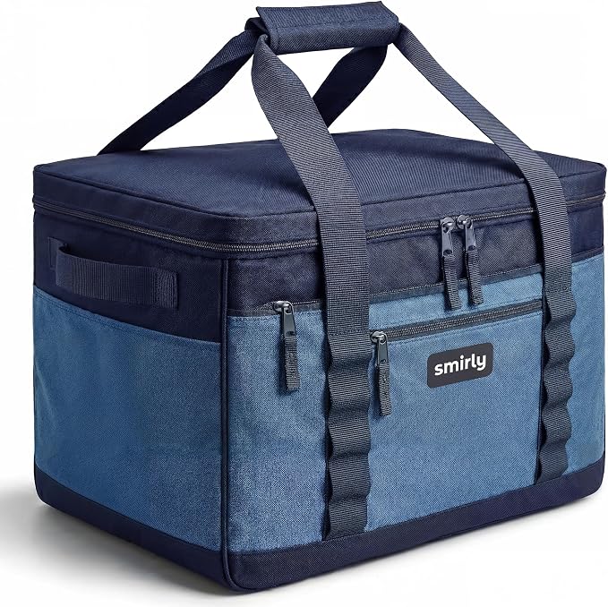SMIRLY 48 Cans Soft Cooler Bag, Large Collapsible Leakproof Ice Chest | Portable Cooler with Multiple Pockets, Padded Handle and Wipe-Clean Lining for Camping, Beach, Travel, Picnic, Grocery, Car by Smirly