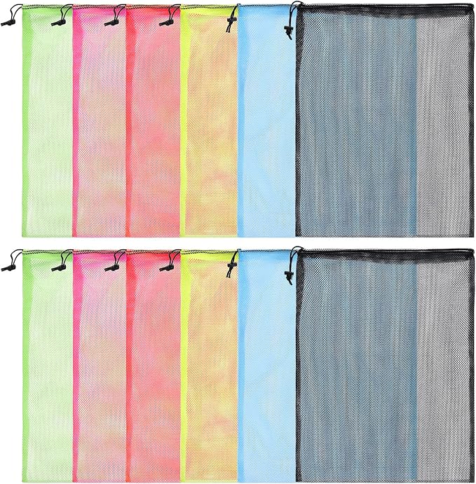12Pcs Mesh Laundry Drawstring Bag,Nylon Drawstring Gym Bag with Cord Lock Closure 18"X24" by InnovativeDanceMovementsUniqueComfortableDancewearConfidentlgnitedreams