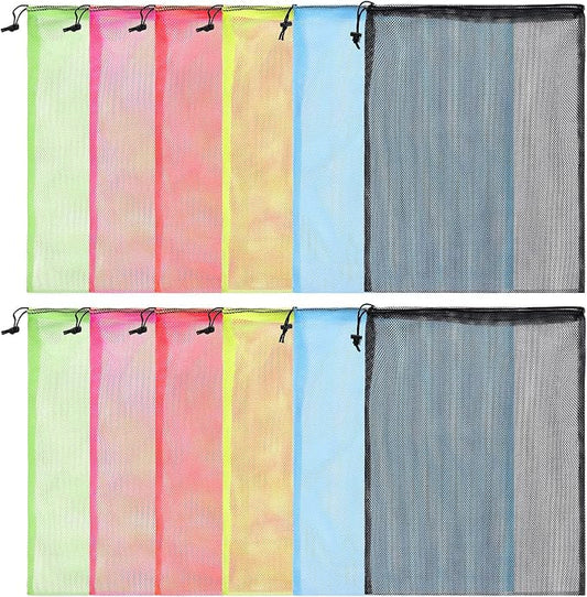 12Pcs Mesh Laundry Drawstring Bag,Nylon Drawstring Gym Bag with Cord Lock Closure 18"X24" by InnovativeDanceMovementsUniqueComfortableDancewearConfidentlgnitedreams