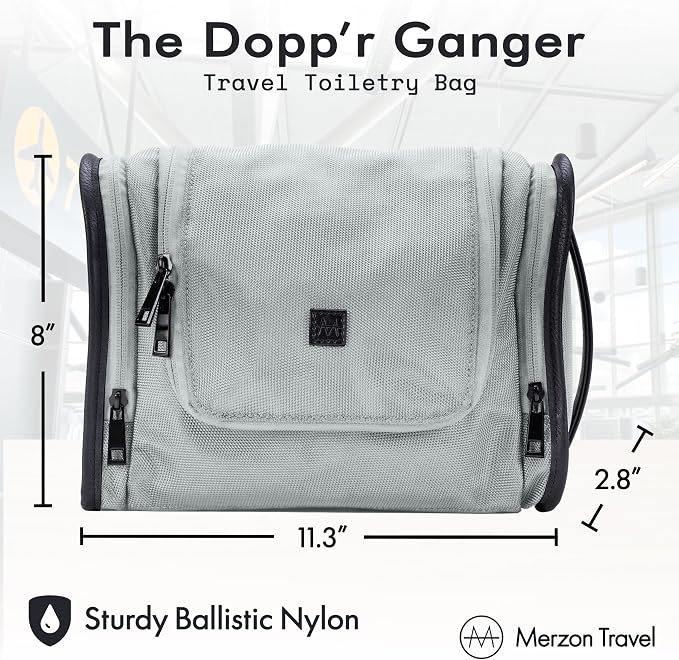 The Dopp’r Ganger, Hanging Toiletry Bag with Multi Compartment Storage, Large Travel Grooming Organizer with Hook, Made from Sturdy Ballistic Nylon, HNG-833-SLV, Silver - Image 2