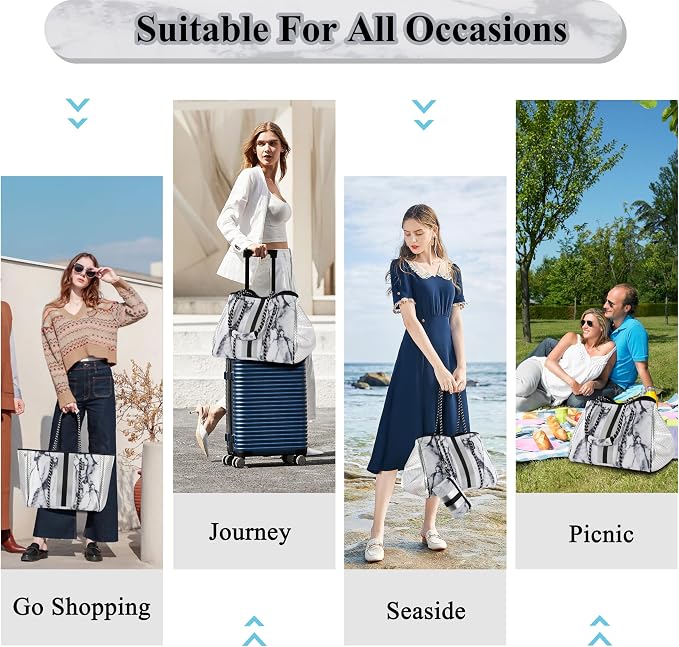 QOGiR Neoprene Multipurpose Beach Bag Tote with Inner Zipper Pocket … … … … - Image 8