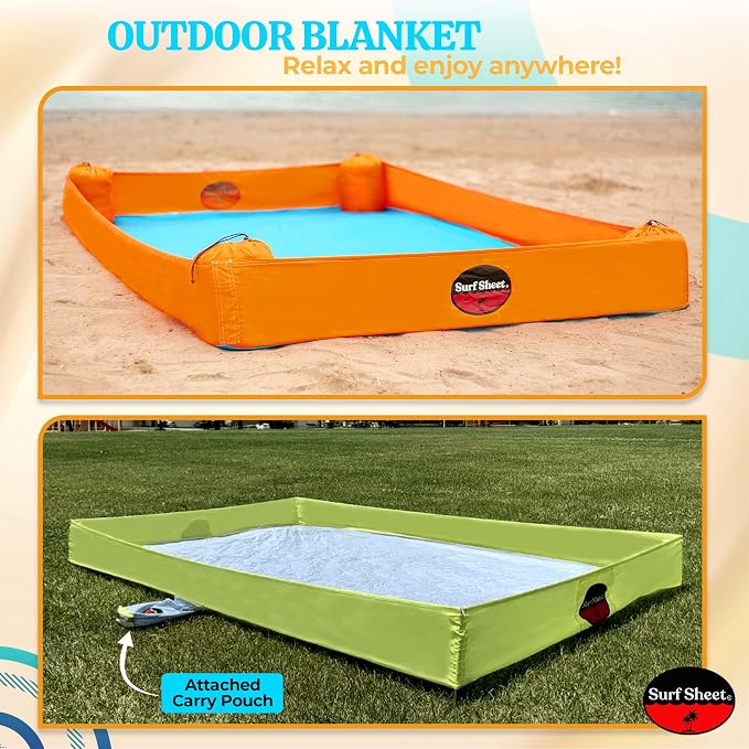 Sandproof Beach Blanket - Oversize Large Outdoor Picnic Blanket for Beaches & Camping - Portable Family Beach Blanket Waterproof Sandproof for Parks, Travel, Vacation Essentials(Orange) - Image 4