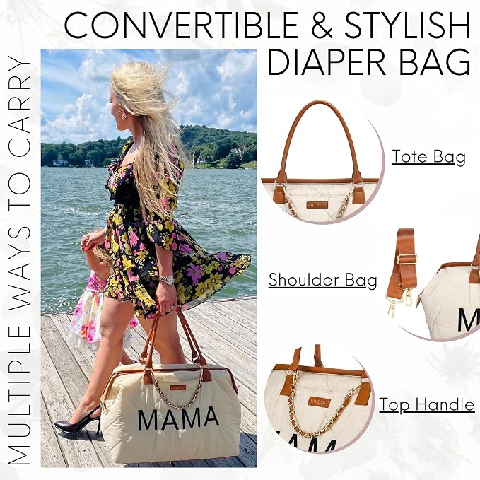 Mama Hospital Diaper Bag Tote for Labor and Delivery Essentials Mommy Bag for Baby and Travel Large - Image 7