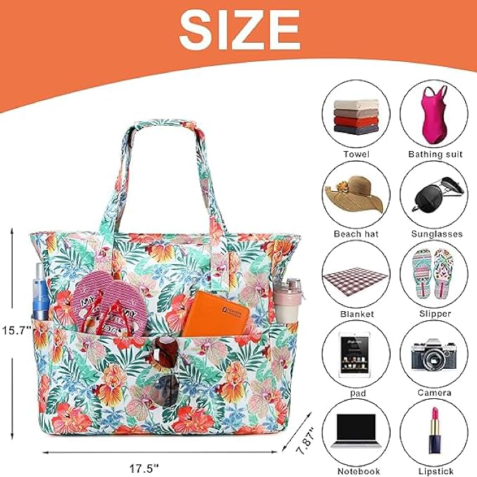 Bluboon Waterproof Beach Tote Pool Bags for Women Ladies Extra Large Carry On Bag With Wet Compartment for Weekender Travel - Image 4