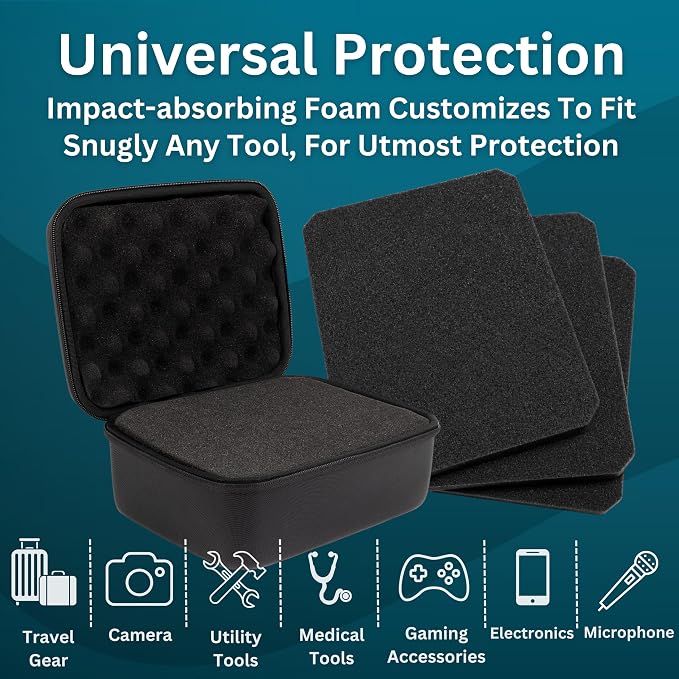 caseling 11x9x5.5 Hard Case with 3-Layer Customizable Pick-and-Pluck Foam | 3 pre-scored foam layers, TSA compliant travel case, rigid EVA shell, electronics and tech gear case, smooth zippers - Image 4
