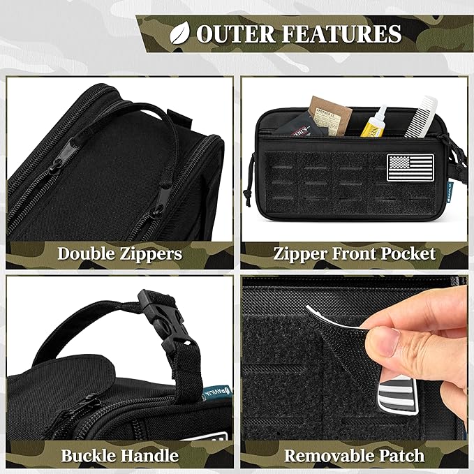 PAVILIA Extra Large Tactical Toiletry Bag for Men, Travel Hygiene Bag, Military Gear Dopp Kit, Molle Accessories Pouch, Shaving Grooming Essentials Gym Bathroom Shower Toiletries Tool EDC, Black XL