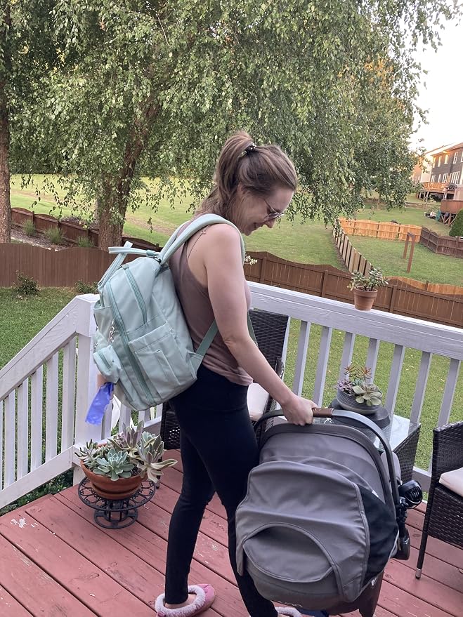RUVALINO Diaper Bag Backpack-Multifunction Baby Travel Bag with Changing pad, Insulated Bottle Holders & Pacifier Case, Large Capacity, Waterproof, Mint Green - Image 7