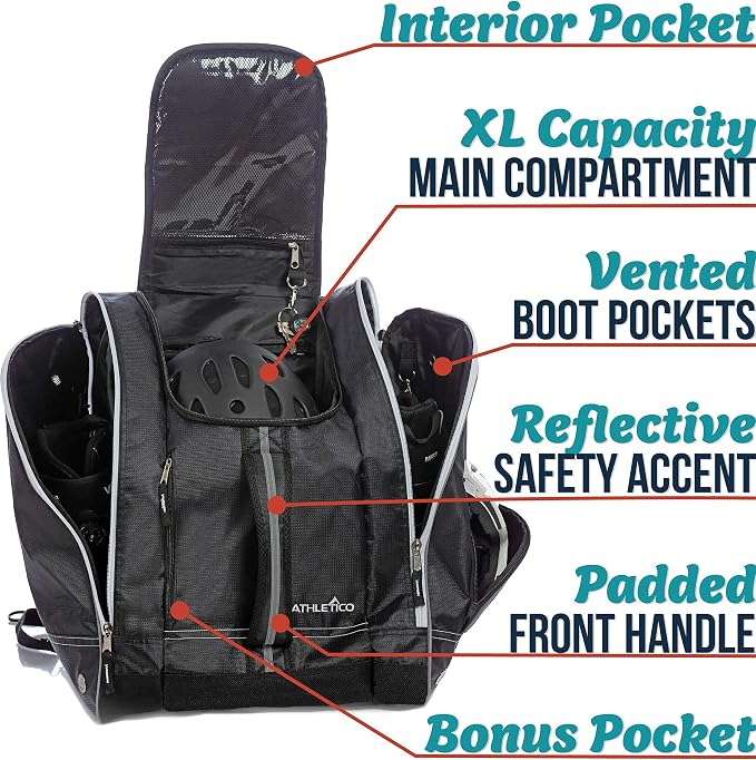 Athletico Ski Boot Bag – Skiing and Snowboarding Travel Luggage – Stores Gear Including Jacket, Helmet, Goggles, Gloves & Accessories – Venting and Grommets for Snow Drainage - Image 2