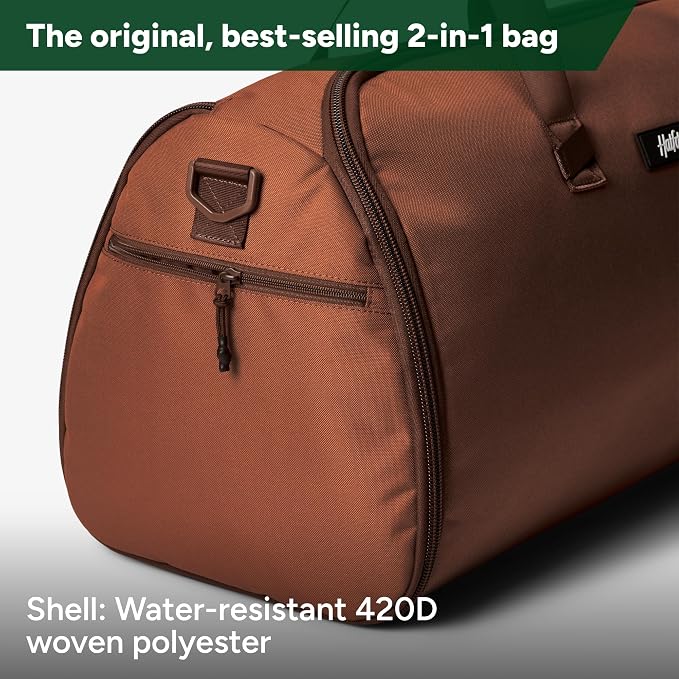 Halfday Convertible 2-in-1 Garment Duffel Weekender Bag 45L: Wrinkle-Free Travel (Hanging Suit Compartment, Shoe Pockets, Trolley Sleeve), Durable & Water-Resistant Carry-on, Terracotta - Image 5