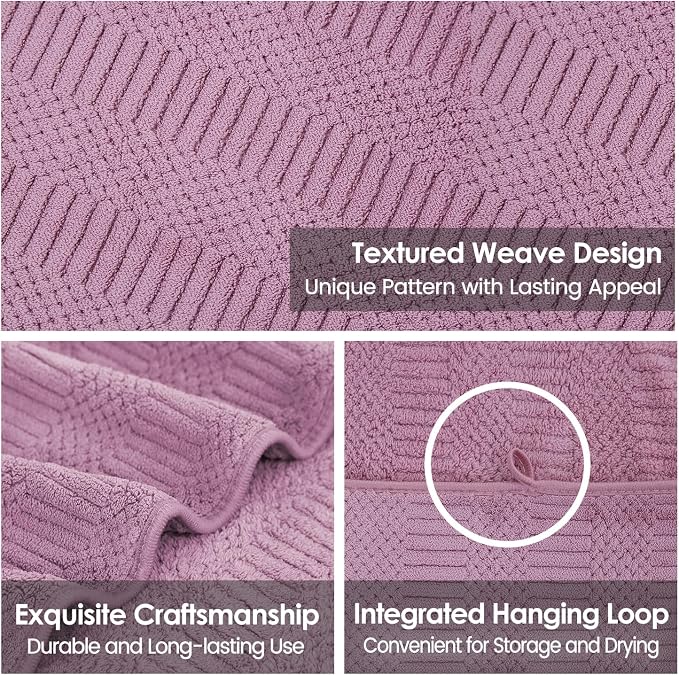 JML Microfiber Bath Towels, Large Bathroom Towel 2 Pack (30" x 60"), Oversized, Soft, Super Absorbent and Fast Drying, Multipurpose Use for Sport, Fitness, Yoga, Diamond Cross Grid Purple - Image 2