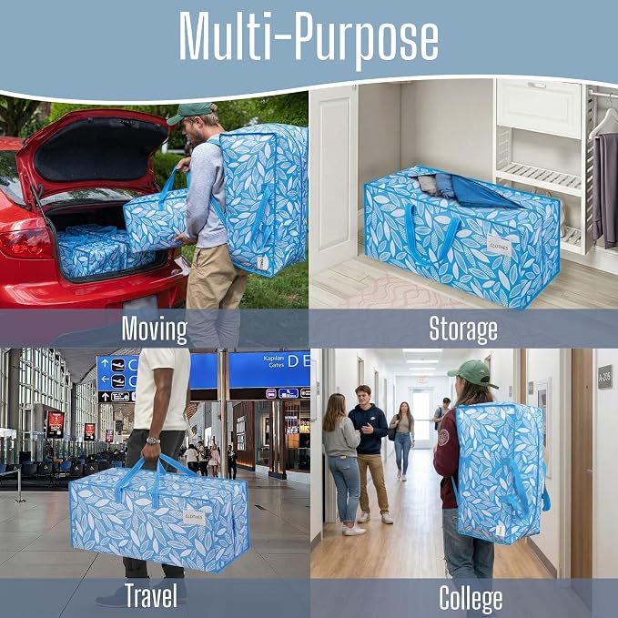VENO 8 Pack Heavy Duty Moving Bags with Backpack Straps, Zippers & Handles, Extra Large Packing Bags for College Dorm Essentials, Moving Supplies Alternative to Cardboard Moving Boxes - Image 7