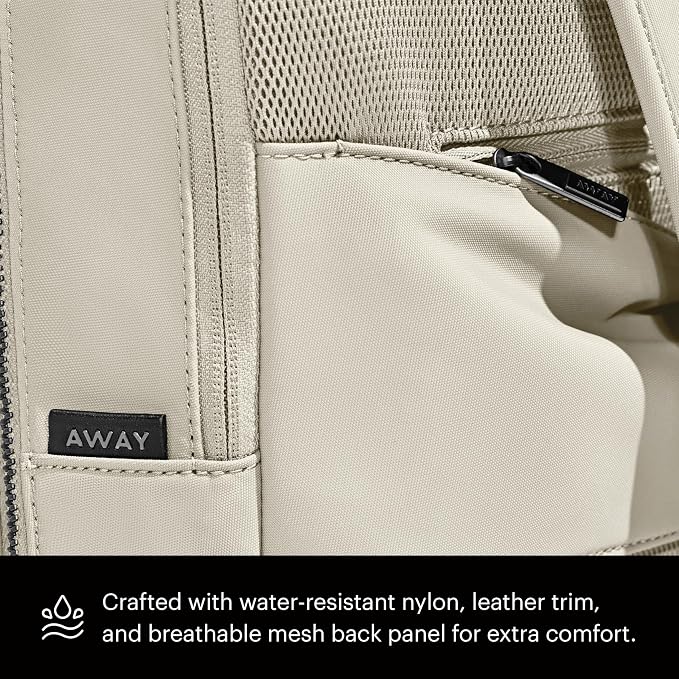 Away The Everywhere Zip Backpack - Personal Item Airline Approved Backpack with 16” Padded Laptop Sleeve, Water Bottle Pocket, Interior and Exterior Pockets - Fits Up to 16-Inch Laptops - Salt White - Image 6