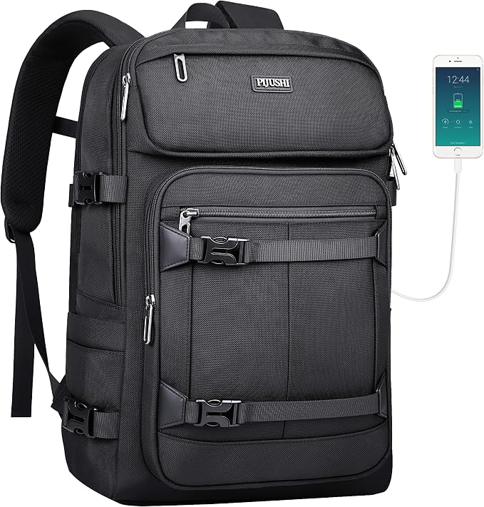 PIJUSHI Casual Travel Backpack for Women with 16" Padded Laptop Compartment | Carry On Luggage with USB Charging Port, 1680D Water-Resistant Nylon, Airline Approved, For Daily, Hiking by PIJUSHI