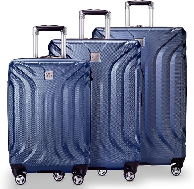 Skyway Nimbus 4.0 Expandable, Durable Hardside, 4 Wheel Spinner, Lightweight Suitcase, Unisex, Stylish, Shiny Silver, 3-Piece Luggage Set, (20, 24" & 28") by SkywayLuggage