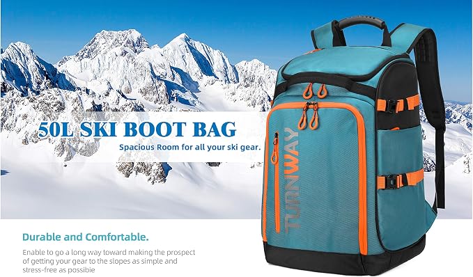 TurnWay Ski/Snowboard Boot Backpack/Ski Boot Backpack | Excellent for Store All Gear | Travel with Waterproof Exterior, Reflective Strip for Men, Women and Youth - Image 9