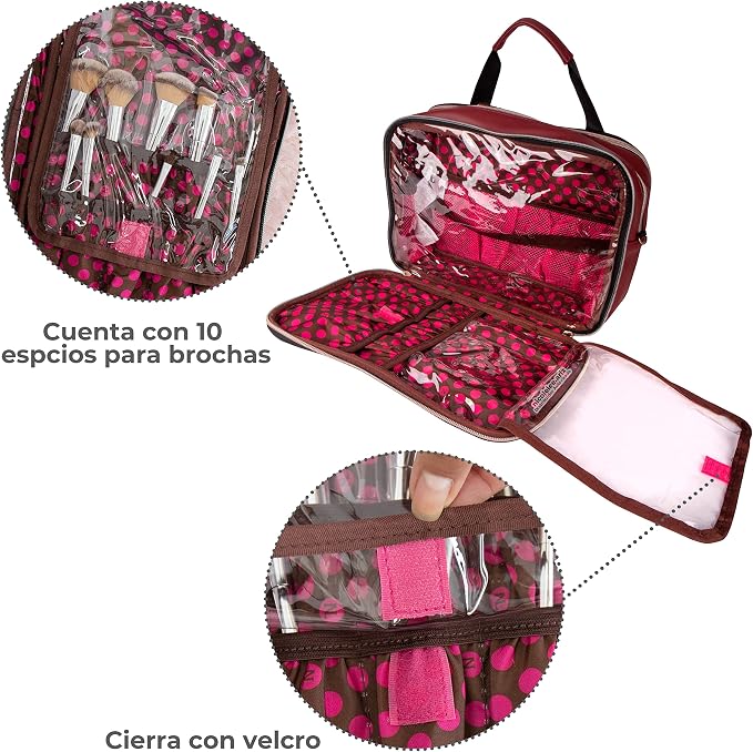 Nicole Lee Cosmetic Makeup Bag for Women - Multi Organization Toiletry Travel Bag with 5 Compartments (Sara is Soft but Strong) - Image 6