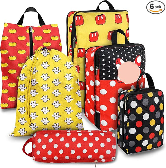 Compression Packing Cubes for Travel, 6 Set Red Dots Luggage Organizer, Lightweight Waterproof Expandable/Compression Bags Smell Proof Travel Packing Cubes for Suitcases by wpnchsdc