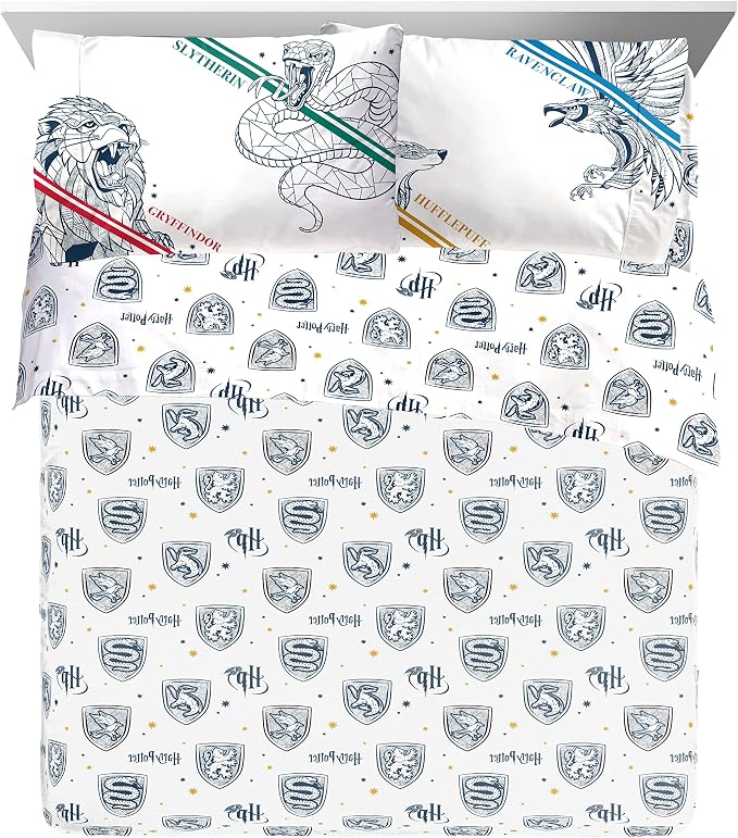 Harry Potter Queen Comforter Set 7 Piece Kids Bedding, Gray | Hogwarts, Bed in a Bag, Comforter Sheets Shams Pillowcases, Official Brand, Soft Microfiber, Machine Washable, Kids Gift - Image 3