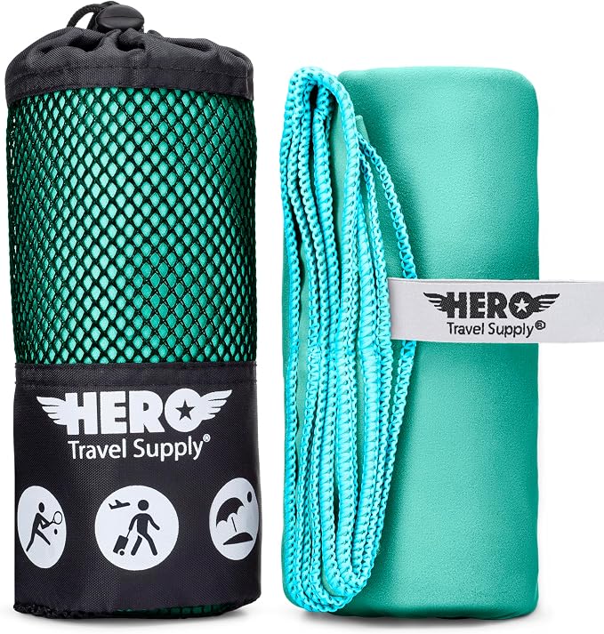 Hero Microfiber Large Beach Towel Compact for Travel (Aquamarine, 40" x 72") by HeroTravelSupply