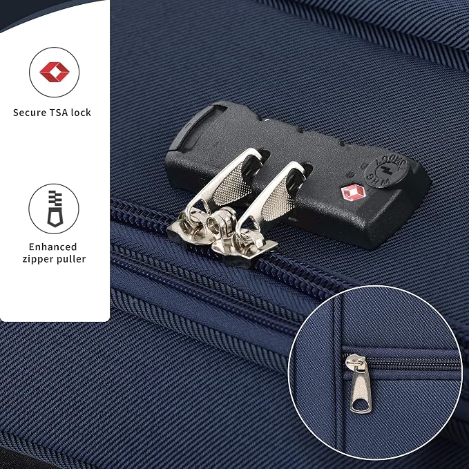 Merax Softside Luggage Set, Travel Suitcase Expandable Lightweight 3 Piece | Luggage Sets with Spinner Wheels 22" 26" 30" Suitcase with TSA Lock (Deep Blue) - Image 3