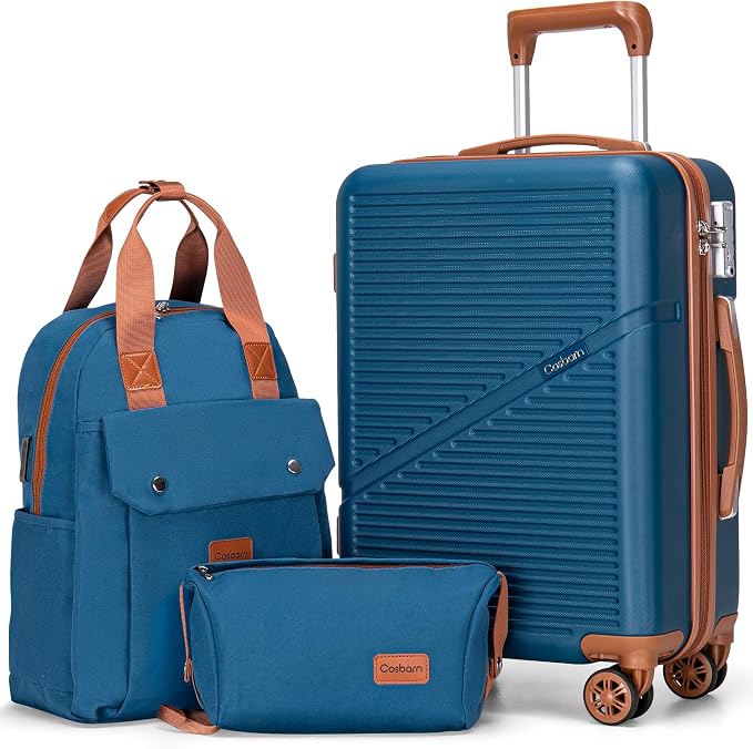 Cosbarn Carry On Luggage 22x14x9 Airline Approved, 20 Inch Carry on Suitcases with Wheels, ABS Lightweight Carry-on Luggage, Travel Suitcase Set with Wheels and TSA Lock by Cosbarn