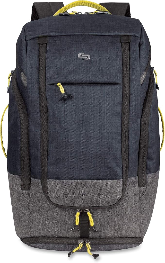 Solo New York Travel Backpack for Women & Men - Lightweight Carry On Bag, Separate Shoe Compartment, Padded Straps, Fits 17.3" Computer - Everyday Max, Navy - Image 4