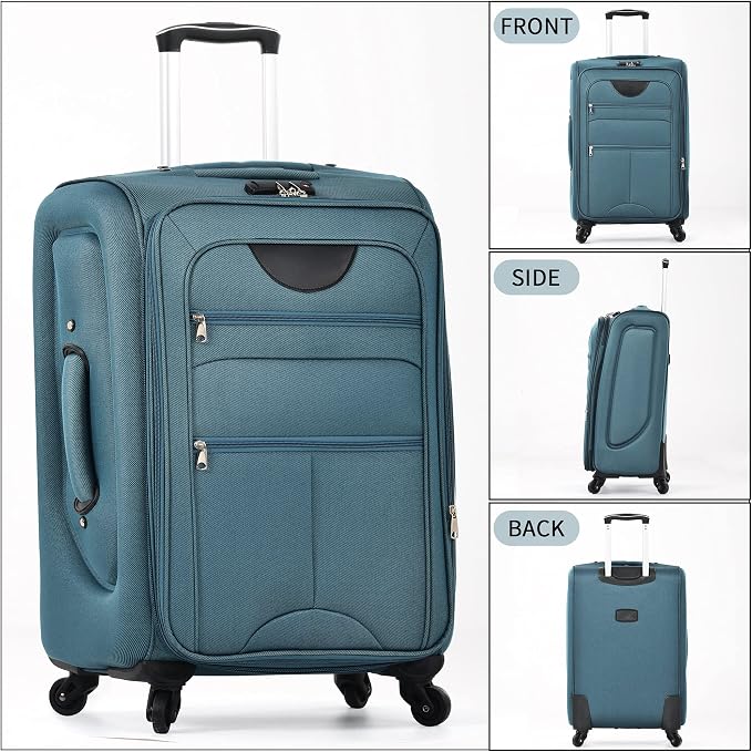 Merax Softside Luggage Set Softshell Lightweight 3 Piece Spinner Suitcase | Travel Suitase with TSA Lock Spinner Wheels Lightweight Upright Luggage,New Green - Image 9