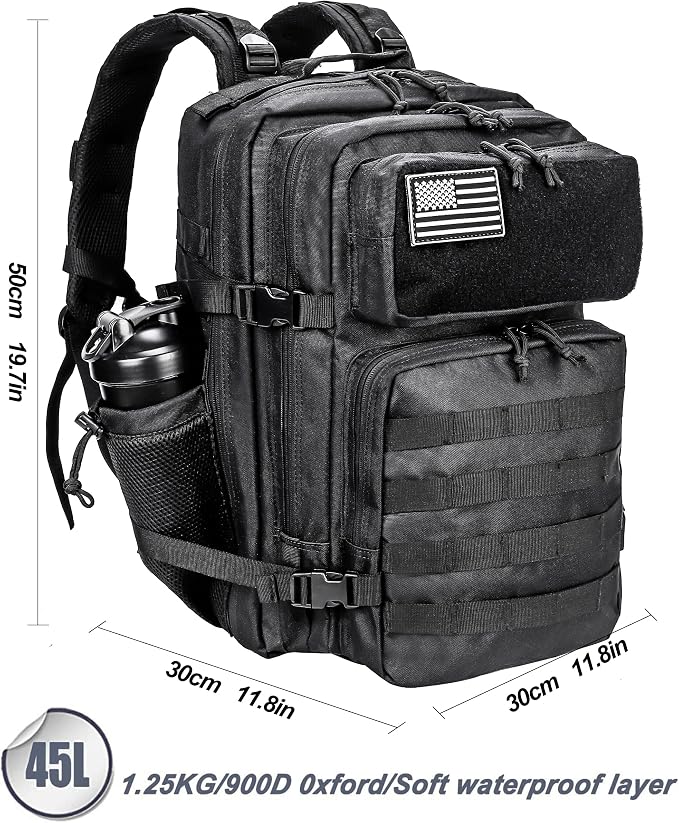 LHI Military Tactical Backpack for Men and Women 45L Army 3 Days Assault Pack Bag Large Rucksack with Molle System - Image 3
