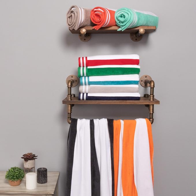 Superior Cotton Striped Beach Towels, Colorful Towels for Adult, Kid, Pool, Swimming, Sand, Travel, Large Oversized, Absorbent, Fast Drying, Bath Basics, Cabana Collection, Set of 6, Taupe - Image 6