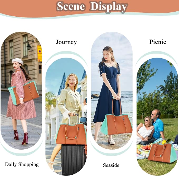 QOGiR Neoprene Multipurpose Beach Bag Tote with Inner Zipper Pocket … … … … - Image 6