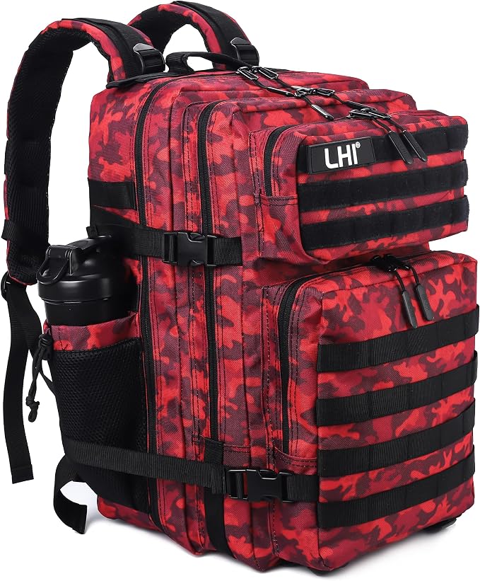 LHI Military Tactical Backpack for Men Molle Daypack 45L Army 3 Days Assault Pack Bag Large Rucksack With Bottle Holder(12*20*12) by LHI