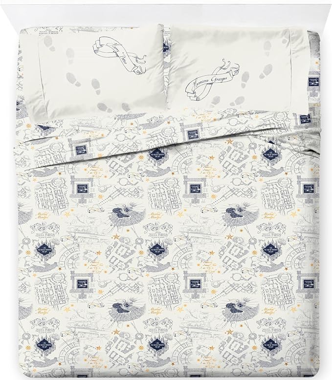 Jay Franco Kids Sheet Set with Fitted, Flat Sheets & Pillow Cover - Ultra-Soft Bedding with Pillowcase for Room Decor, Beige - Harry Potter, 4 Piece Full by JayFranco