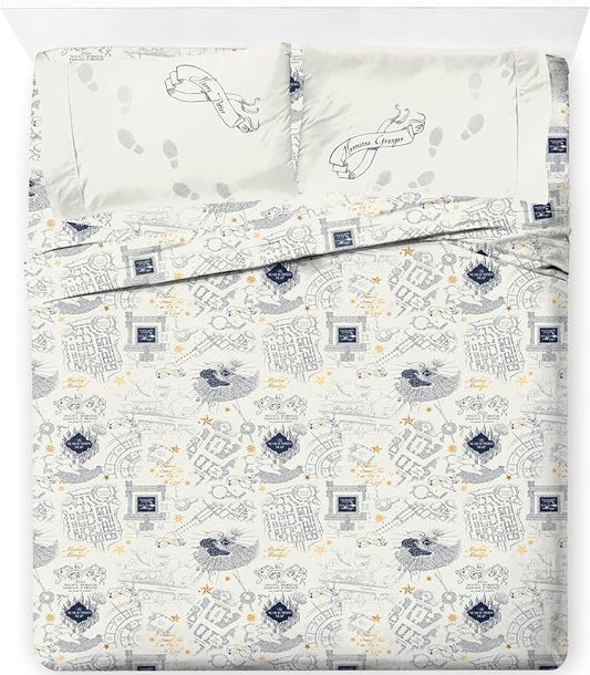 Jay Franco Kids Sheet Set with Fitted, Flat Sheets & Pillow Cover - Ultra-Soft Bedding with Pillowcase for Room Decor, Beige - Harry Potter, 4 Piece Full by JayFranco