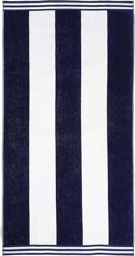 Superior Cotton Nautical Stripe Beach Towels, Colorful Towels for Adult, Kid, Pool, Swimming, Sand, Travel, Large Oversized, Absorbent, Fast Drying, Bath Basics, Cabana Collection, 1 Piece, Blue - Image 2