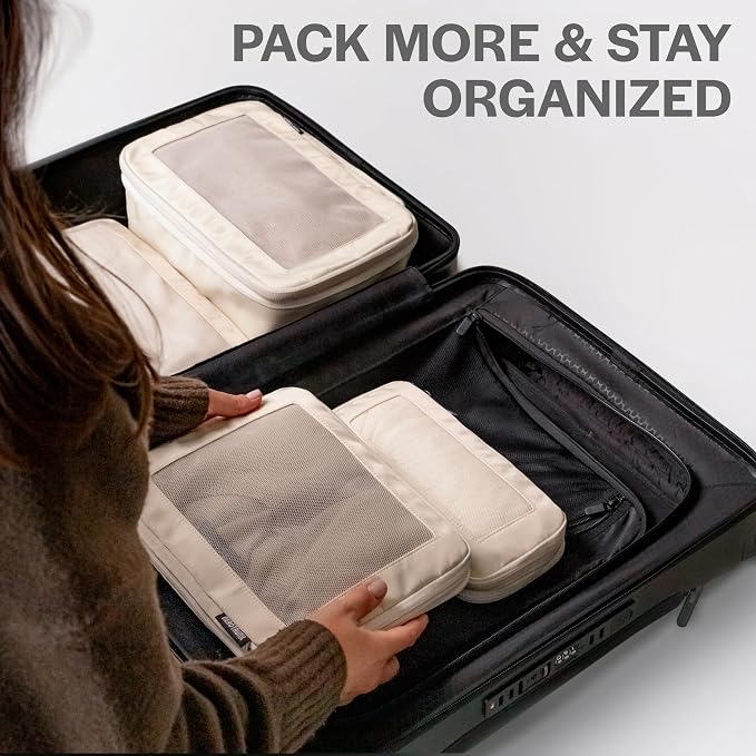 Aerotrunk Compression Packing Cubes for Travel - Luggage Organizer Bags - Double Zipper Packing Cubes for Suitcases (6-Pack, Dark Blue) - Image 7