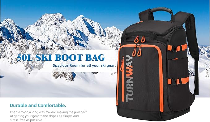 TurnWay Ski/Snowboard Boot Backpack/Ski Boot Backpack | Excellent for Store All Gear | Travel with Waterproof Exterior, Reflective Strip for Men, Women and Youth - Image 9