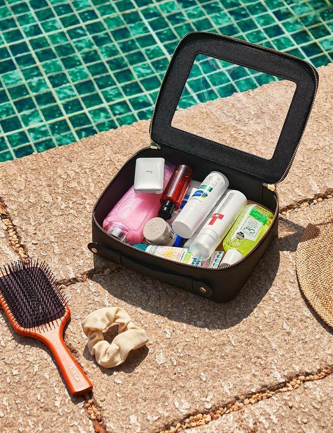 Popvibe Clear Makeup Case Black Traveling Toiletry Bag Travel Large Big Clear Cosmetic Bag Mahjong Tile Bag with Zipper Women - Image 7
