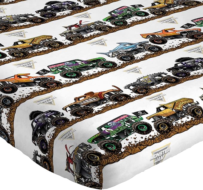 Jay Franco Kids Sheet Set with Fitted, Flat Sheets & Pillow Cover - Ultra-Soft Bedding with Pillowcase for Room Decor, Multi - Monster Jam, 4 Piece Full - Image 5