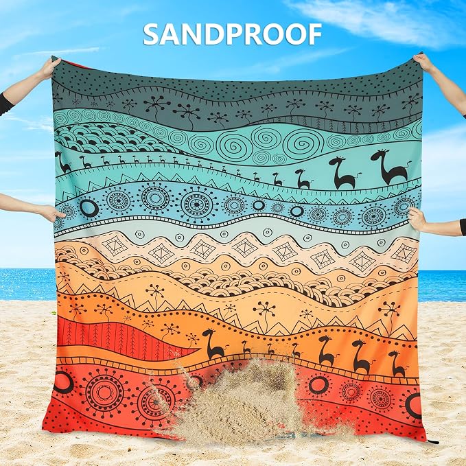 WIWIGO Beach Blanket Waterproof Sandproof Beach Mat 79" X 83"/10'x9'for 2-8 Adults Quick Drying Outdoor Picnic Mat Beach Accessories for Travel, Camping, Hiking - Image 3