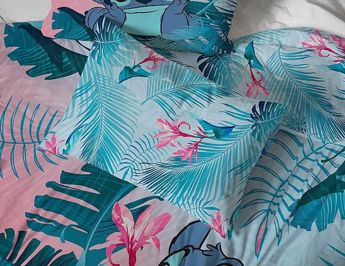 Disney Lilo and Stitch Full Size Comforter Set 7 Piece Kids Bedding, Pink | Bed in a Bag, Comforter Sheets Shams Pillowcases, Official Brand, Soft Microfiber, Machine Washable, Girls Gift - Image 5