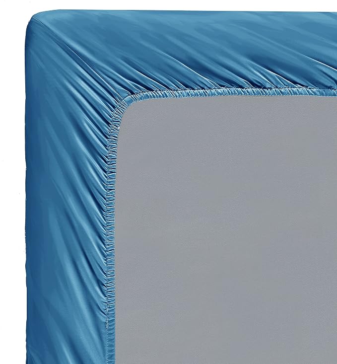 100% Supima Cotton Sheets 600 Thread Count,Bed Sheet Set King Sheets 4 Pieces, Soft & Silky Sateen Weave, Fits Mattress Up to 18'',Deep Pocket, Breathable & Fade Resistant (Peacock Blue, King) - Image 7