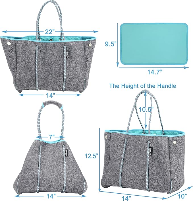 QOGiR Neoprene Multipurpose Beach Bag Tote with Inner Zipper Pocket … … … … - Image 4