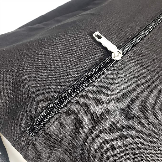TBF Cotton Canvas Drawstring Backpack with Zippered Front Pocket Cinch Sack Pull String Sport Bags for Gym, Hike, Men Women Kids Bags (Black, Set of 6) - Image 3