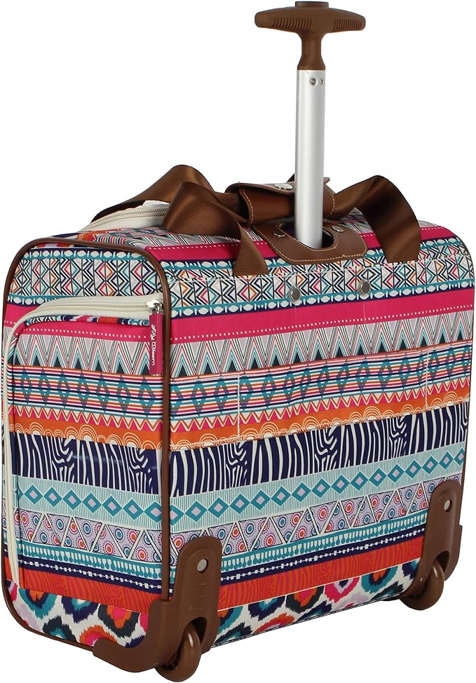 Lily Bloom Designer 15 Inch Carry On - Weekender Overnight Business Travel Luggage - Lightweight 2-Rolling Wheels Suitcase - Under Seat Rolling Bag for Women (One Size, Tribal Stripe) - Image 4