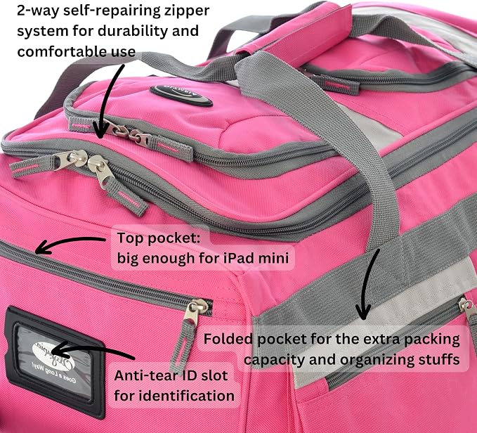 Olympia U.S.A. 33 inch Jumbo Size 8 Pockets Wheeled Rolling Duffel Bag Water Resistant Luggage Lightweight Travel Suitcase with Retractable Handle - Image 3